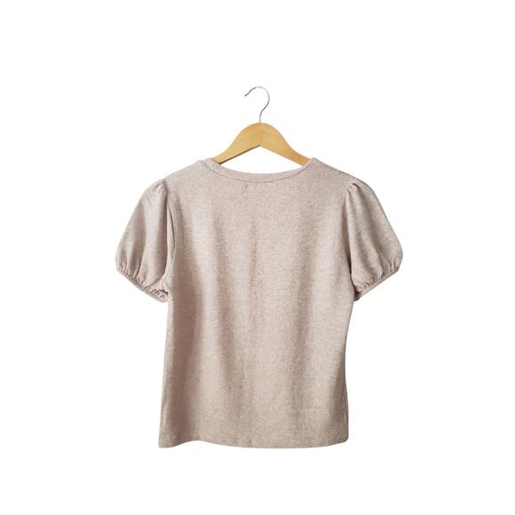 Zara Puff Sleeve Sweater Beige Size Large - Picture 2 of 5
